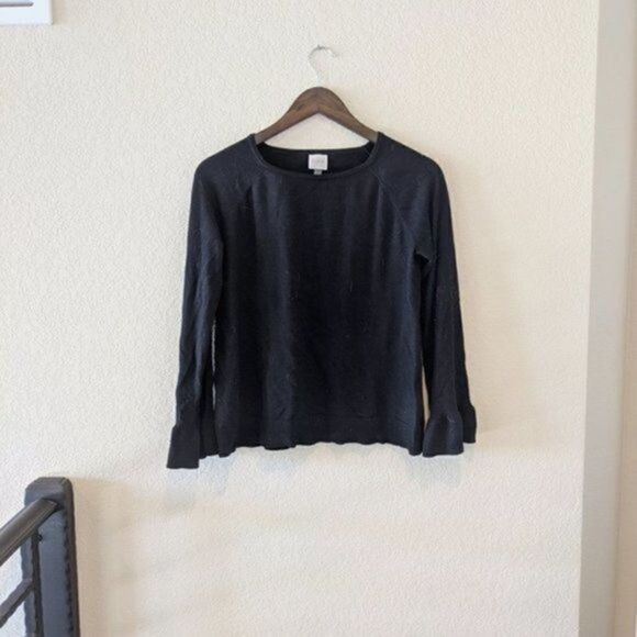Cupio Black Sweater with Flowy Sleeves Large - Picture 2 of 6